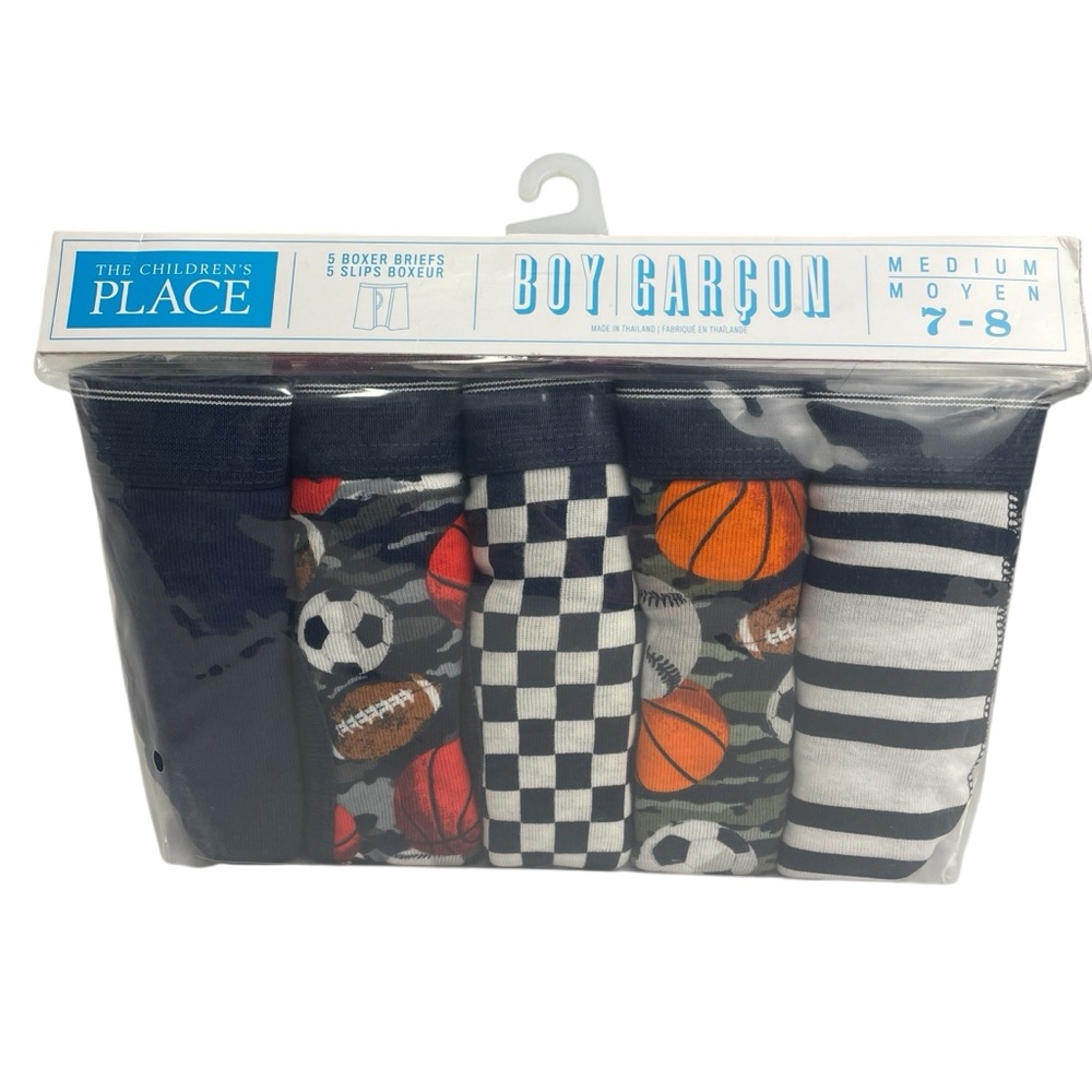 The Children's Place Boys' 5 Pairs Boxer Briefs Sports Theme Size Med 7-8 NEW